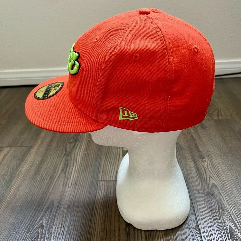 New Era Bright Orange Cap with Green Logo